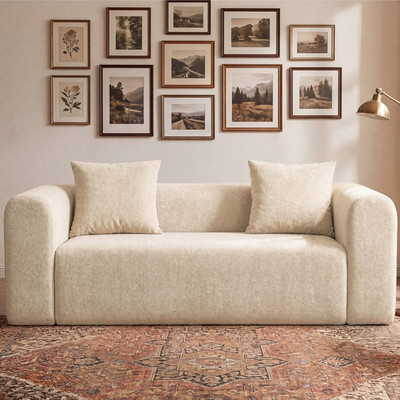 Pebble 71'' Loveseat Modular Sofa, Soft Knitted Fabric, No Assembly, Beige