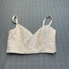 Champagne Lace Sequins Crop Top Corset Style Tank Cocktail Prom Lined