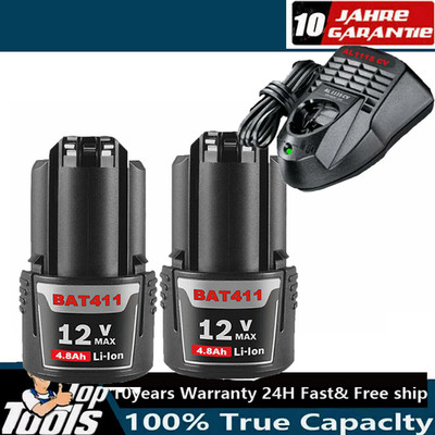 Battery NEW 4.8Ah 2X 12V Lithium-ion For Bosch BAT411 BAT412 BAT414 GSR GDR
