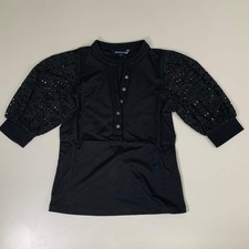 VERONICA BEARD Jeans Women's Coralee Top Lace Sleeves Sz-S Black J2406JY0330831