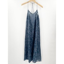 MADEWELL Dress Size Small Floral Halter Cover Up Midi Slip Deep Shadow Blue NWT 