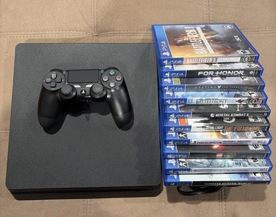 Sony PlayStation 4 Slim 1TB Console - Jet Black Bundle Lot With 9 Games!