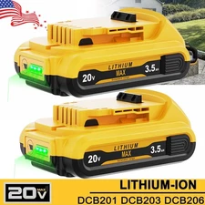 2~1 Pack 20V DCB201 For Dewalt 20 Volt Max Lithium Battery DCB203 DCB207 DCB202