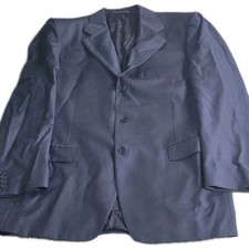 Canali Super 120s Pure Wool Sport Coat Blazer Men 44L 54 EUR Navy Plaid Italy
