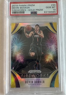 2019-20 Panini Prizm - Fireworks Devin Booker #24 Gold Prizm #1/10