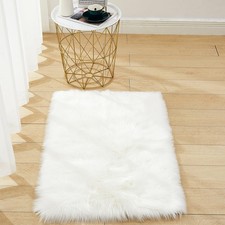 Faux Sheepskin Fur Fuzzy Furry Rugs, 2x3 Ft Rectangle Small White Furry Rugs, Be