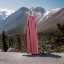 Forever 21 Womens Sleeveless Dress M Drawstring Neck Spaghetti Straps Coral New