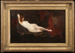 CHARLES MANCIET (1874 2963) HUGE SIGNED FRENCH OIL ON CANVAS NUDE RESTING