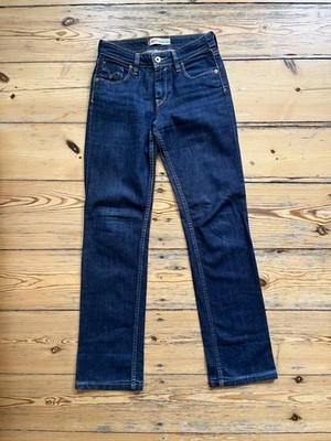 Levi s 627 Straight Fit Jeans W23 Dark Blue Y2K Mid Rise Petite Vintage