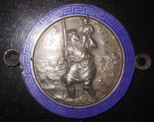 Medaglia San Cristoforo argento 800 smalto blu