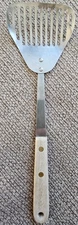 Vintage Robinson Knife Company Wooden Handled Slotted Stainless Spatula Made USA
