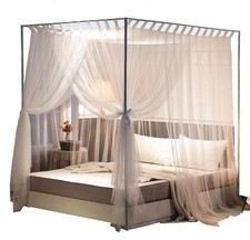 Simple 4 Corner Post Bed Canopy Mosquito Net Netting Bedding for Girls Boys A...
