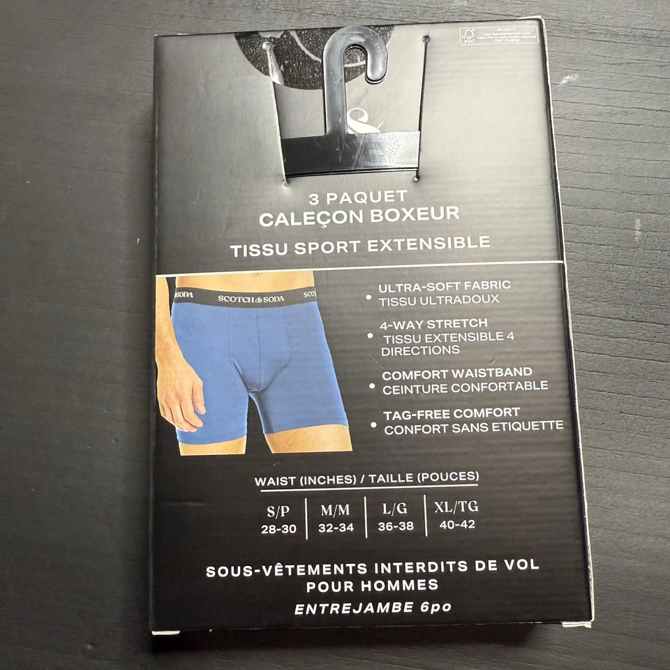 NEW MEN'S "SCOTCH & SODA AMSTERDAM ACTIVE STRETCH BOXER BRIEFS 3 PACK UNDERWEAR" - Image 3 of 3