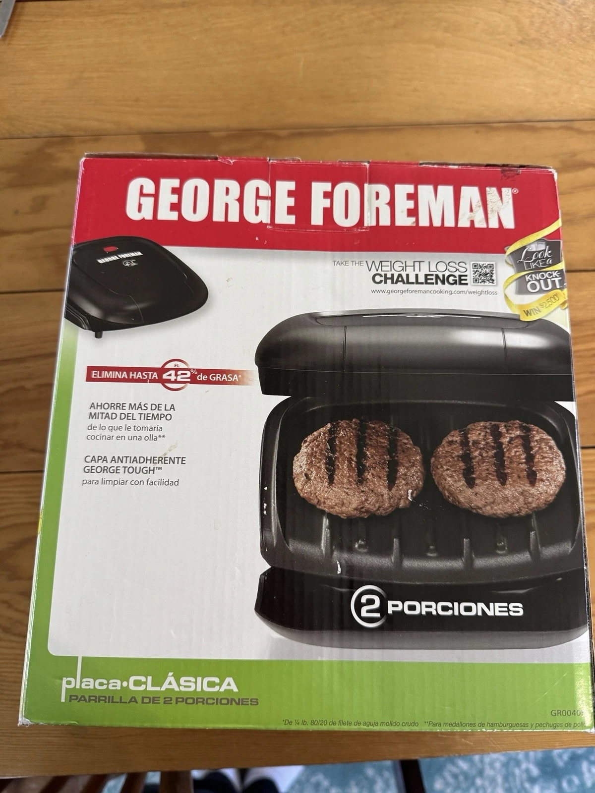 George Foreman Indoor Grill 2 Serving Grilled Sandwich Press Less Fat GR0040B