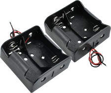 2-Pack 2 Slot D Cell Battery Holder 3V D Size Battery Case Box with Wire Leads