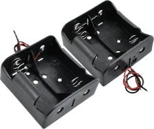 2-Pack 2 Slot D Cell Battery Holder 3V D Size Battery Case Box with Wire Leads
