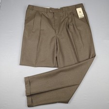 VTG Chaps Ralph Lauren Pants Mens 42x32 Brown Wool Pleated Cuffed NWT Office