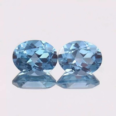 20 Ct+ Pair (2 Pcs) Natural Santa Maria Blue Aquamarine Oval Cut Loose Gemstone