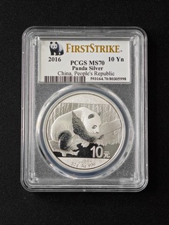 2016 Cina 10 Yn Primo Colpo PCGS MS70 Panda Moneta Argento UNC