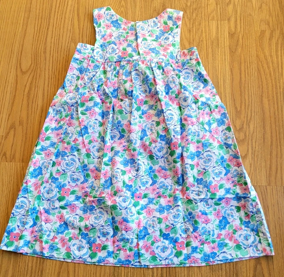 Vestido Vintage Años 80 Tess Originales Azul y Rosa Floral Flock Lil Niñas Talla 6 Foto 3 de 4