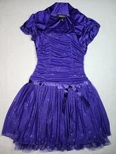 Amy Wear Girls Dress Purple Sparkling Silver Stars Holiday Party Youth Sz 6X