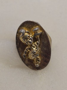 Vtg Big Boy Elias Brothers Adjustable Gold Tone Advertising Metal Ring Hamburger