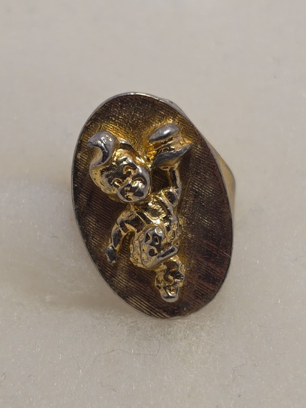Vtg Big Boy Elias Brothers Adjustable Gold Tone Advertising Metal Ring Hamburger