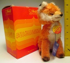 Vintage Steiff Plush Cosy Fuzzy Red Fox 4900/22 size 9" tall with Original Box