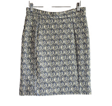Maeve Anthropologie Geometric Metallic Skirt XS Blue Gold Jacquard Mini Lurex