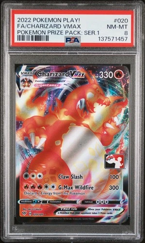 2022 POKEMON PLAY! POKEMON PRIZE PACK: SER 1 #020 FULL ART/CHARIZARD VMAX PSA 8