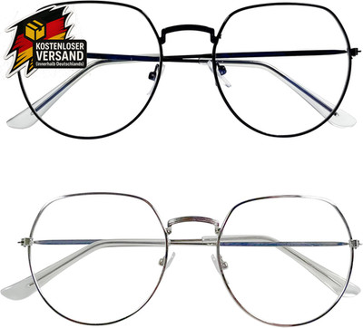 2er Pack Fake Brillen Damen Herren ohne Sehstärke Modisches Nerd-Design