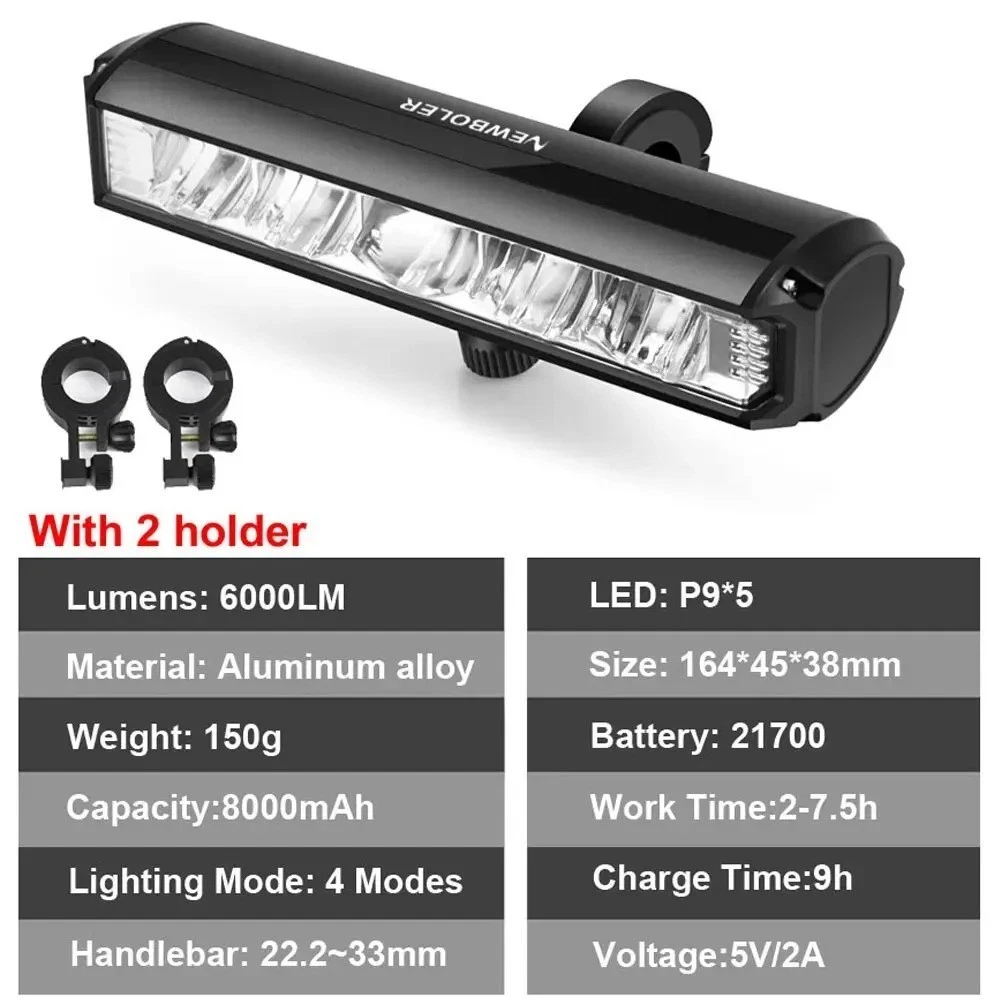 Waterproof Bike Light 6000 Lumen 8000Mah USB Rechargeable MTB Road Cycling Lamp