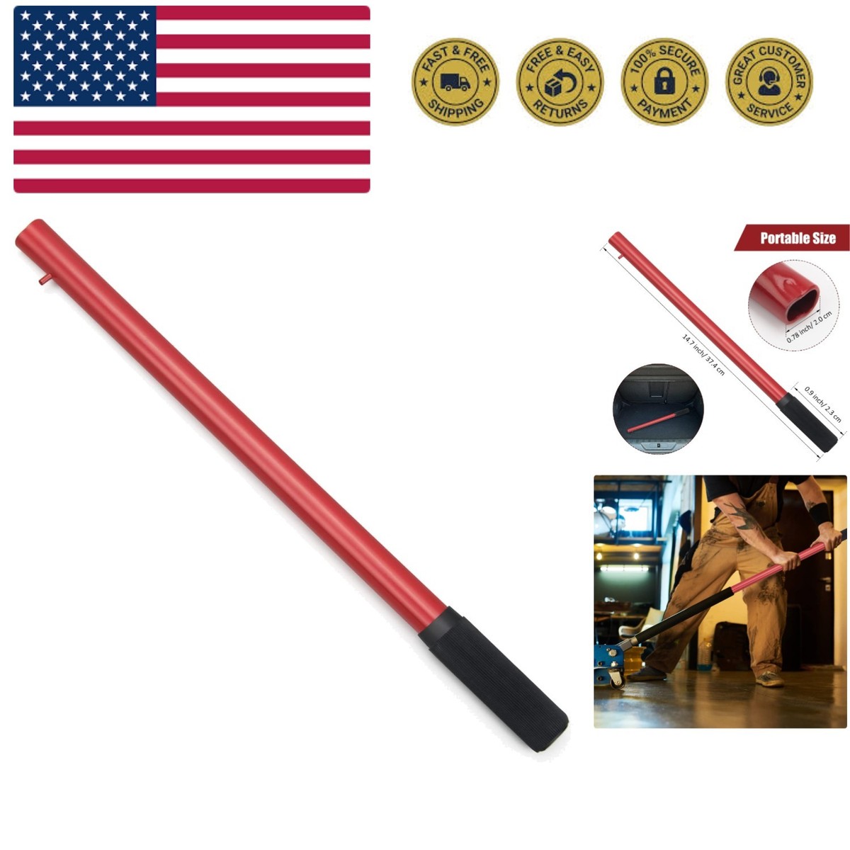 SATORU.O Horizontal Hydraulic Jack Handle, 2 Ton Floor Jack Handle