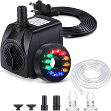 Fountain Pump with LED Lights, 220GPH 15W 900L/H Submersible Water Pump, Durabl