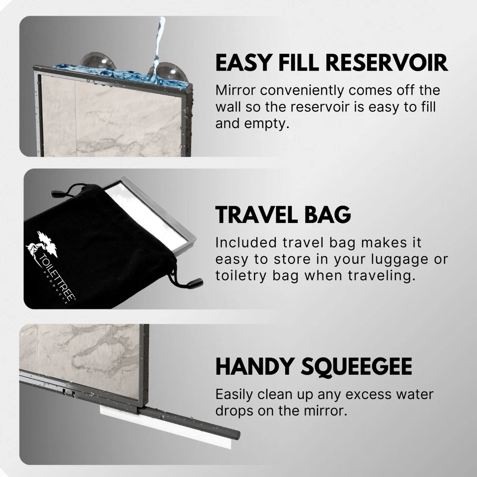 Bathroom Fogless Mirror - Wall Hanging Washroom Shower Shaving / Makeup Removal - Image 4 of 4