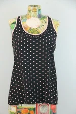 Juniors  CANDIES Pink Black Polka Dot Sleeveless Ruffle Racer back Blouse S #399