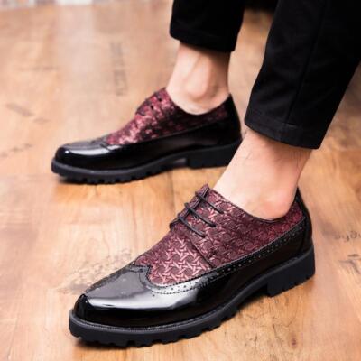 Mens British Pointy Toe Emboss Dress Business Lace Up Oxfords Wedding Shoes New