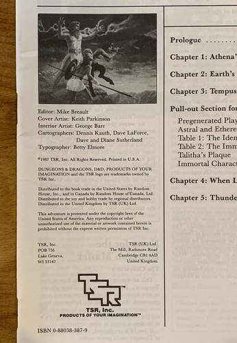 The Wrath Of Olympus - vintage 1987 Dungeons & Dragons adventure (IM2) TSR 9189 - Picture 5 of 7