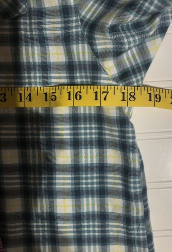 Rabbit Running Light Flannel Blue Yellow Plaid Snap Up Casual Shirt Women's M - Picture 5 of 9