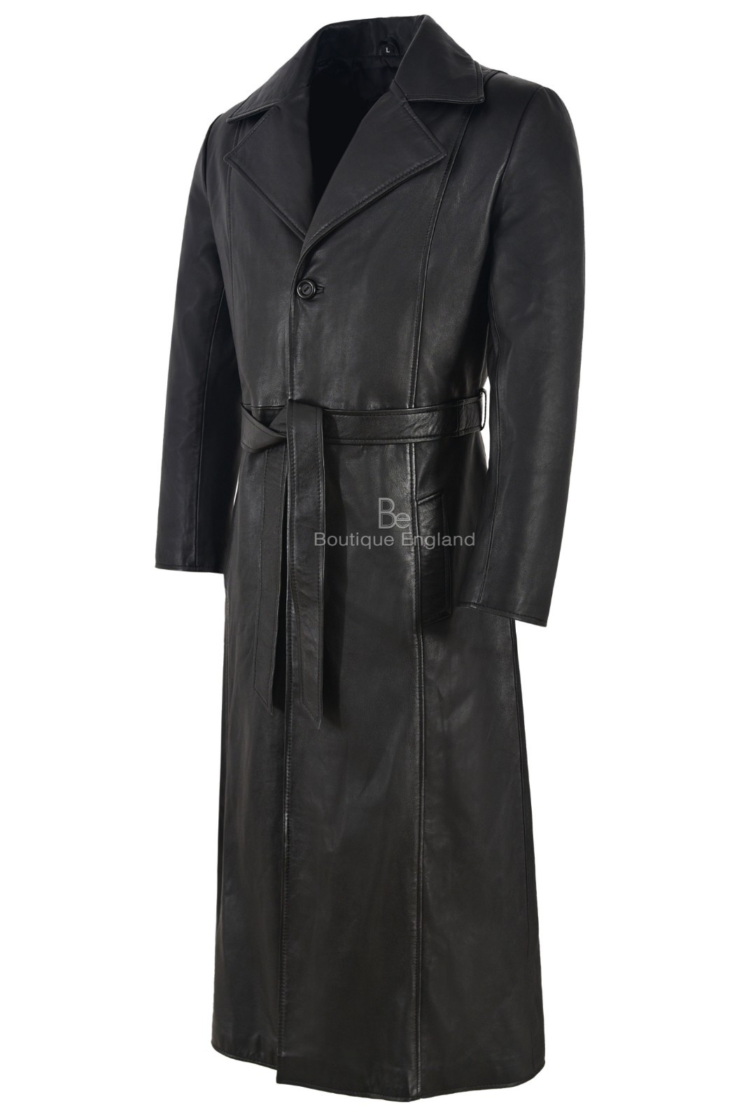 ALTRA Cappotto BLADE' Uomo Nero LUNGHEZZA INTERA Wesley Snipes Cappotto in vera pelle napa 00147