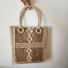 Women's handbag Brown wicker bohemian People's Republic of China purse brown tan