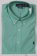 Ralph Lauren Green Plaid Classic Dress Shirt Navy Pony NWT