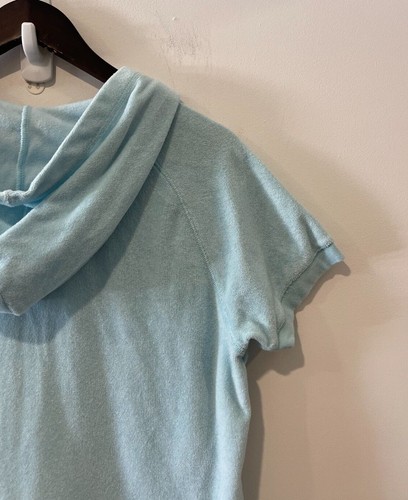 Arizona Hooded Jacket Womens XL Light Blue Shorts Sleeve Full Zip Comfy Flowy - Picture 7 of 12
