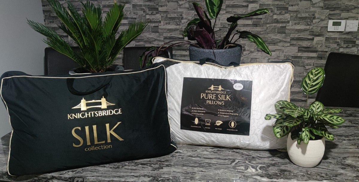 PAIR OF MULBERRY SILK PILLOWS SILK FILLED PILLOW HYPOALLERGENIC - Main Image