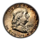1963-D 50c Franklin Silver Half Dollar - Colorful Speckled Toning - BU - H2369