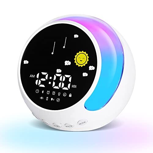 Kids Bedside Dual Alarm Clock Night Light Sleep Trainer Speaker White Noise - Picture 1 of 4