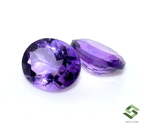 Certified Natural Amethyst Oval Cut Pair 12x10 mm 8.00 CTS Faceted Loose Gems - Picture 3 of 6