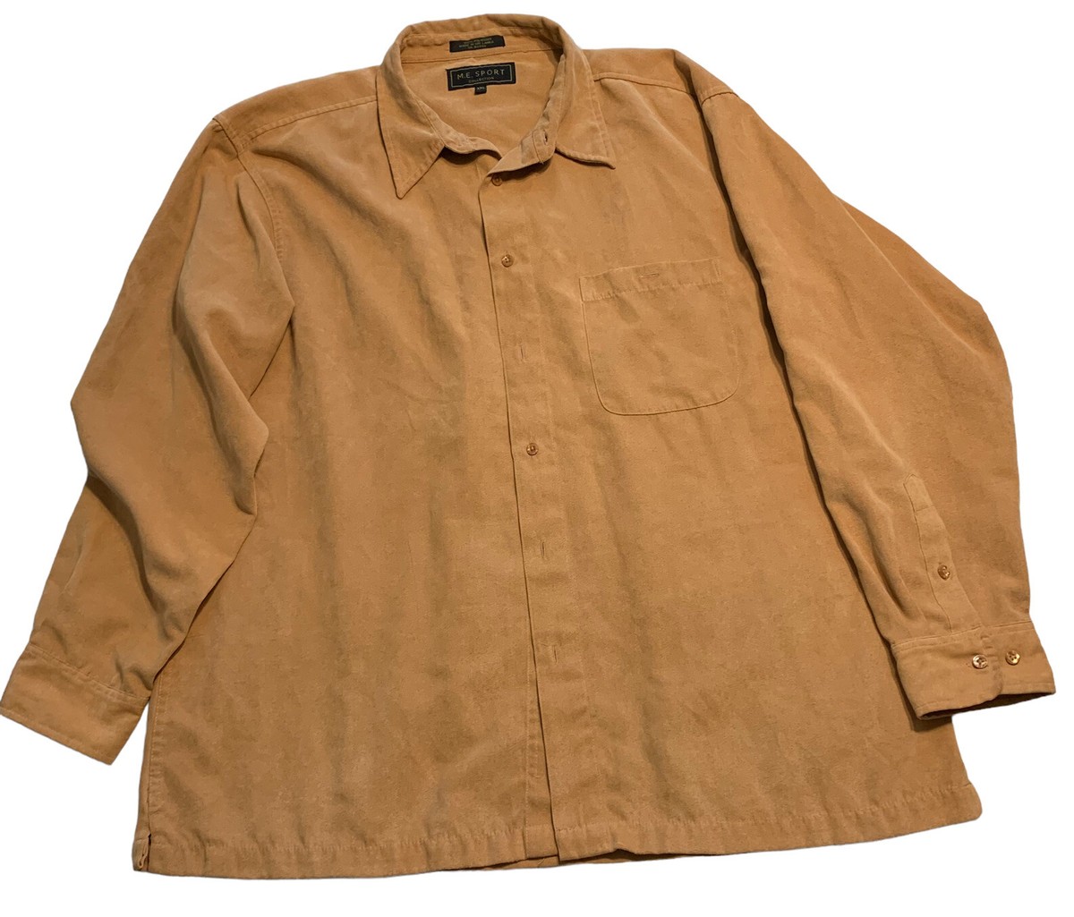 Men's M.E. Sport Collection Long Sleeve Tobacco Brown Shirt XXL Faux Suede  Feel