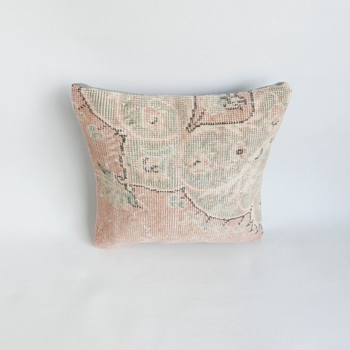 decorative handmade rug pillow cover , 16x16 in , muted colors - Picture 2 of 9