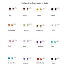 Argento Sterling 4mm Zircone Cubico orecchini quadrati a perno / Scatola regalo